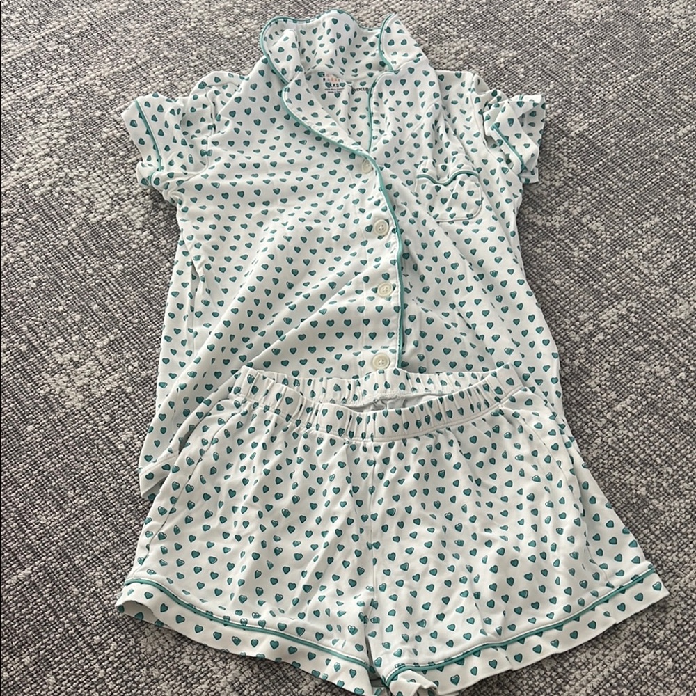 Roller Rabbit Teal Heart Print Set